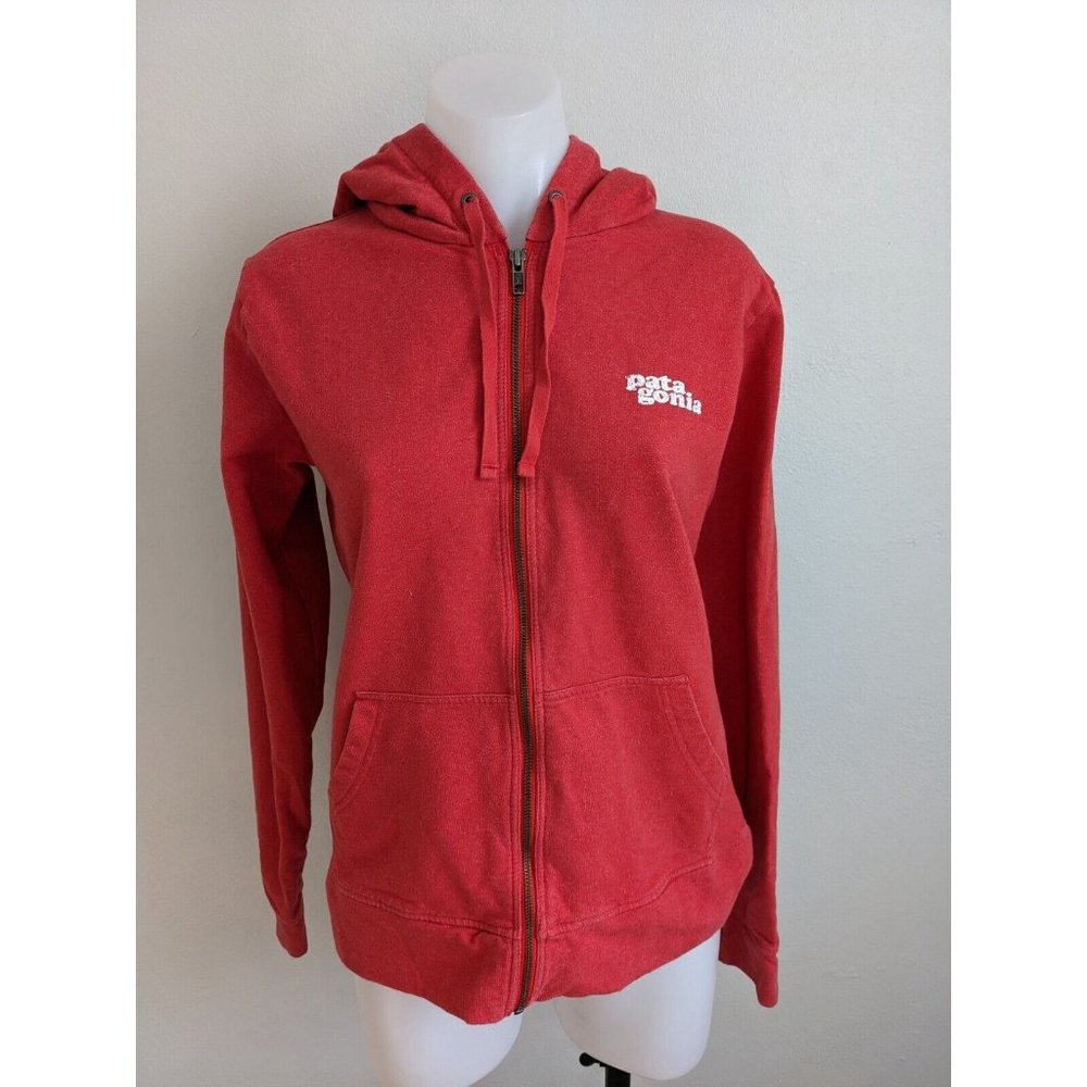 Pantagonia Size Small Zip Up Hoodie Hooded Jacket Red Cotton Blend Long Sleeves - Picture 3 of 11